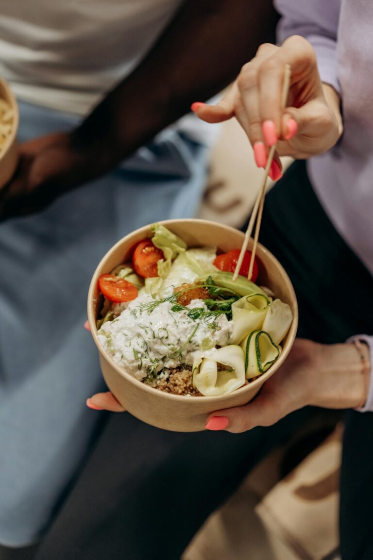 Delicious healthy grain bowl with fresh veggies, perfect for a balanced diet.